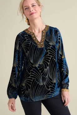 Adrienne Embroidered Velvet Tunic
