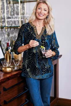 Adrienne Embroidered Velvet Tunic