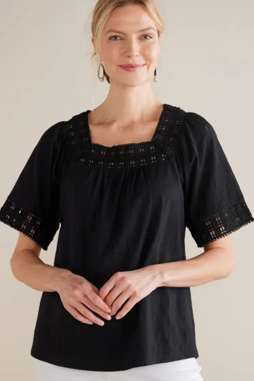 Brianna Crochet Knit Tee