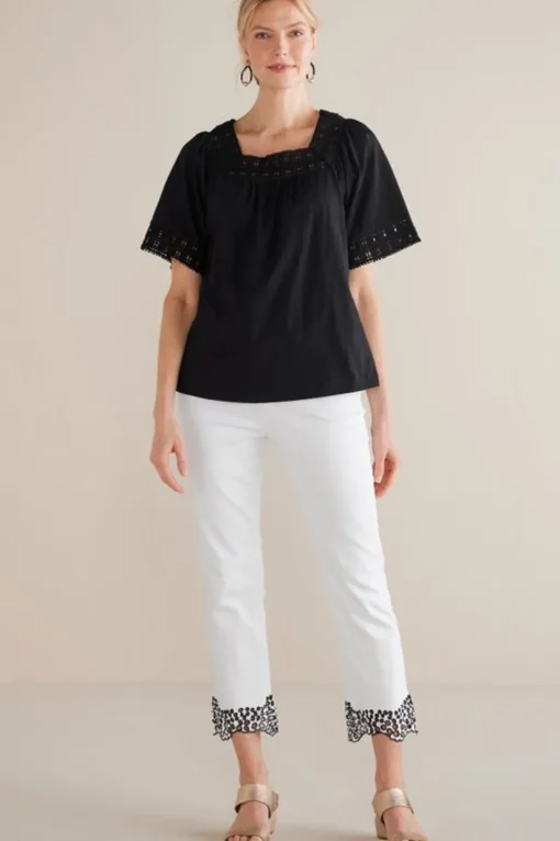 Brianna Crochet Knit Tee