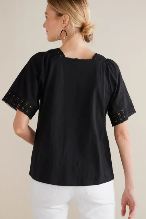 Brianna Crochet Knit Tee