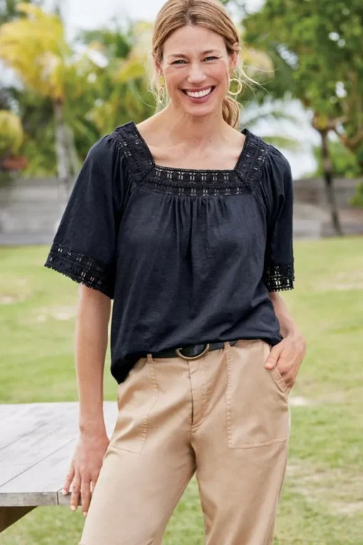 Brianna Crochet Knit Tee