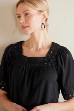 Brianna Crochet Knit Tee