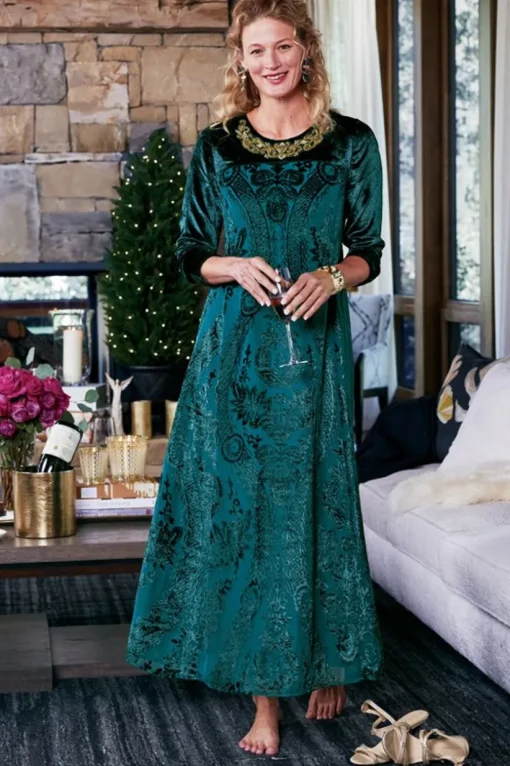 Emaline Velvet Burnout Maxi Dress