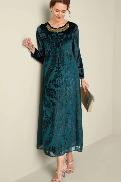 Emaline Velvet Burnout Maxi Dress