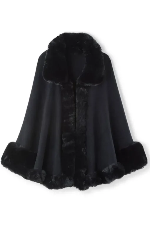 Mila Faux Fur Trim Cape