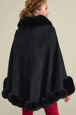 Mila Faux Fur Trim Cape