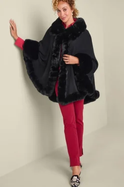 Mila Faux Fur Trim Cape