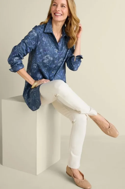Stretch Faux Suede Boyfriend Tunic Shirt