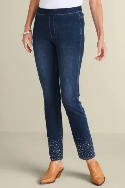 Ultimate Denim Crystal Pull-On Slim Leg Jeans
